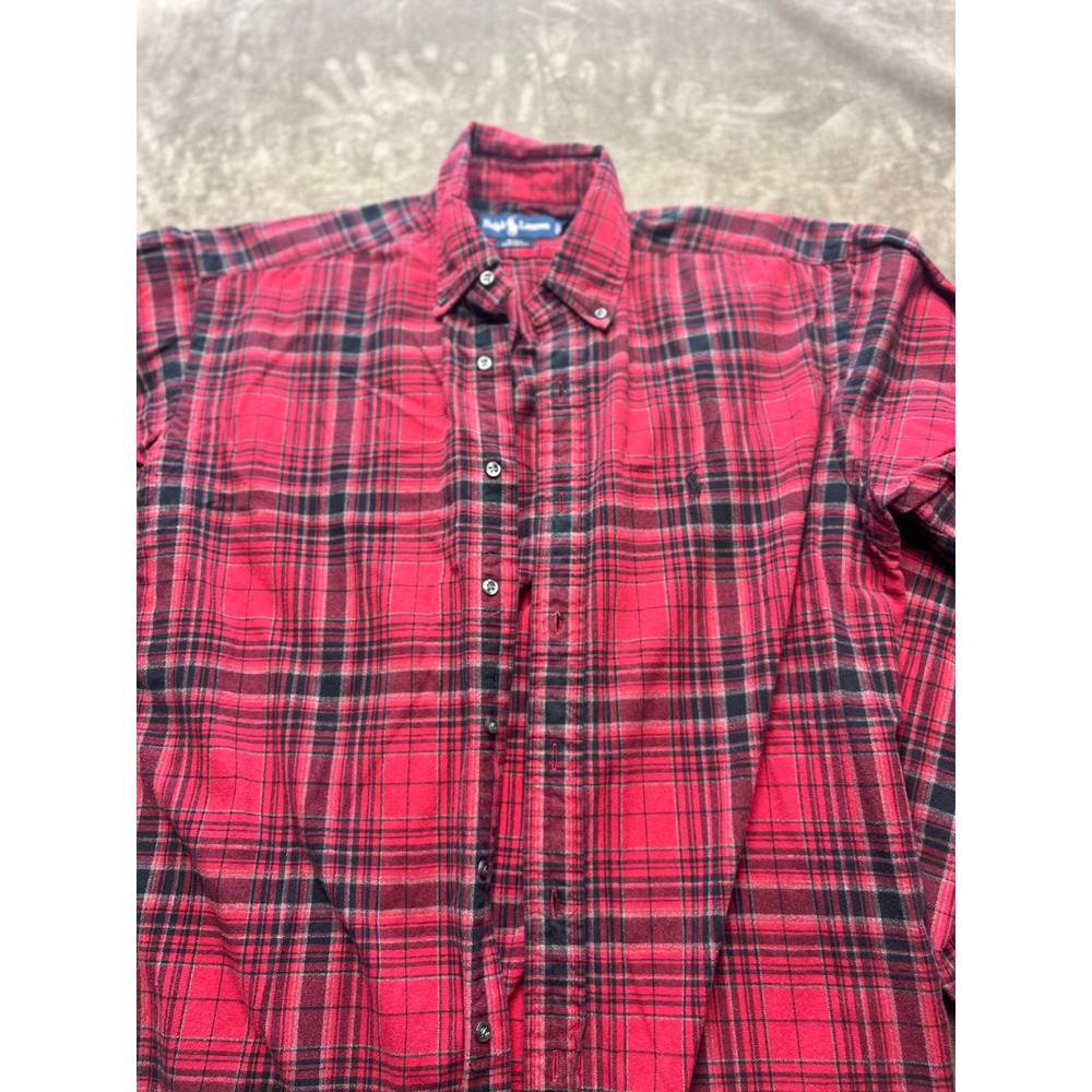Ralph Lauren‎ Men's Red Plaid Blake Button Down Shirt Size M Cotton